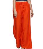 Ishin Rayon Orange Solid Flared Women's Palazzos