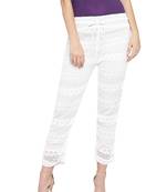 Ishin Women's White Printed Straight Palazzos