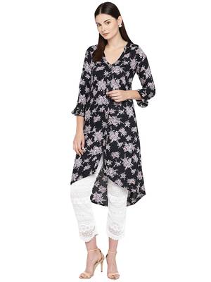 Ishin Women's White Printed Straight Palazzos 2