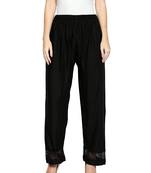 Ishin Black Rayon Solid Women's flared palazo