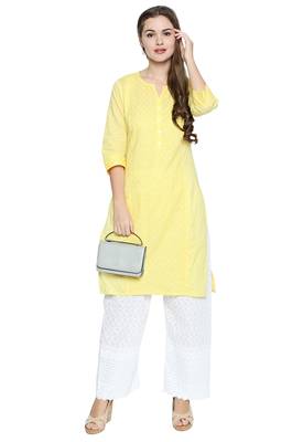 Ishin White Cotton Chikankari Solid Women's flared palazo 2