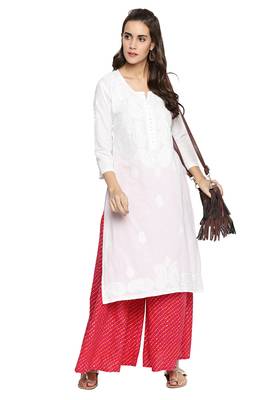 Ishin Women's Cotton Pink Printed Wide leg Palazzos 3