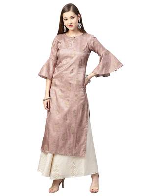 Pink Paisely Art Silk Kurta 1
