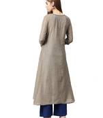 Beige Solid Cotton Kurta