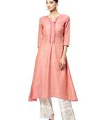Pink Solid Cotton Kurta