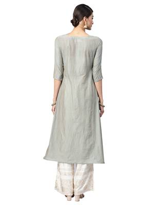 Taupe Solid Cotton Kurta 3