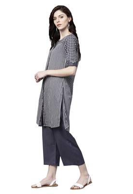 Blue printed cotton palazzo-kurta 2