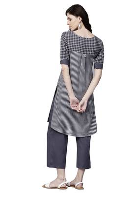 Blue printed cotton palazzo-kurta 3