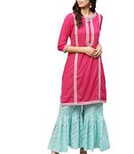 Pink embroidered cotton palazzo kurta