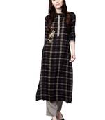 Black embroidered viscose palazzo kurta