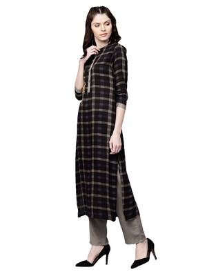 Black embroidered viscose palazzo kurta 2