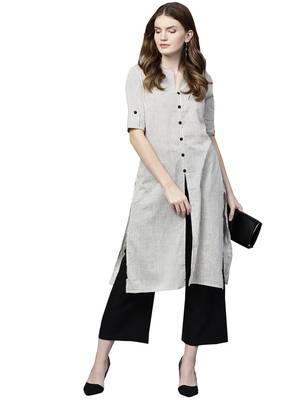 Off white printed cotton palazzo kurta 1
