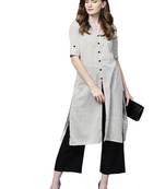 Off white printed cotton palazzo kurta