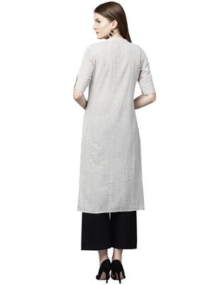 Off white printed cotton palazzo kurta 3