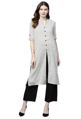 Off white printed cotton palazzo kurta 5