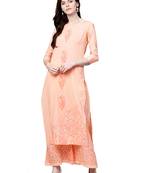 Peach printed viscose palazzo kurta