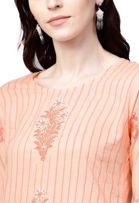 Peach printed viscose palazzo kurta 3