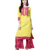 Yellow printed viscose palazzo kurta