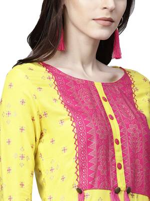 Yellow printed viscose palazzo kurta 2