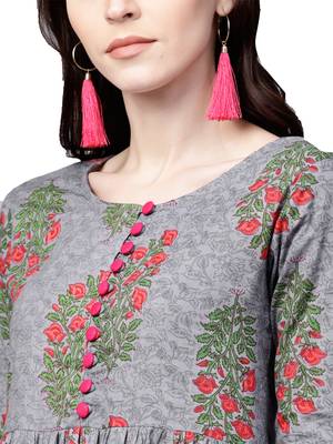 Grey printed viscose palazzo kurta 3