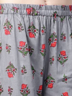 Grey printed viscose palazzo kurta 4
