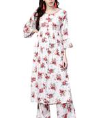 White printed viscose palazzo kurta