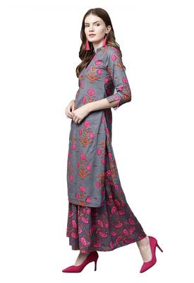 Blue printed cotton palazzo kurta 2