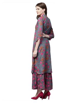 Blue printed cotton palazzo kurta 3