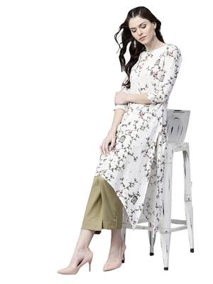 White printed rayon palazzo kurta 2