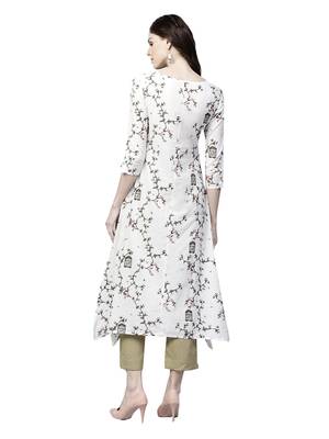 White printed rayon palazzo kurta 3