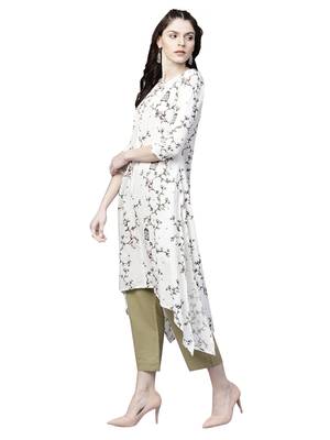 White printed rayon palazzo kurta 4