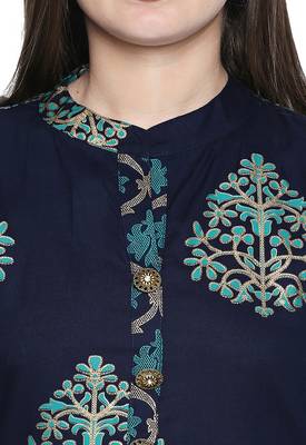 Blue printed rayon palazzo kurta 5