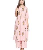 Pink printed cotton palazzo kurta