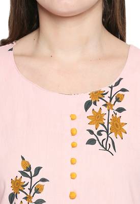 Pink printed cotton palazzo kurta 5