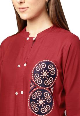 Maroon embroidered viscose palazzo kurta 4