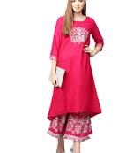 Pink embroidered viscose palazzo kurta