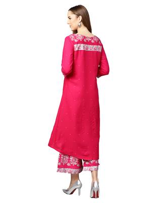 Pink embroidered viscose palazzo kurta 2