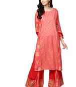 Pink printed viscose palazzo kurta