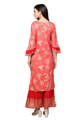 Pink printed viscose palazzo kurta 2