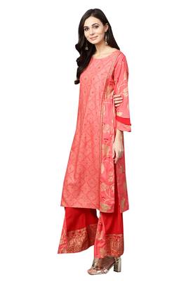 Pink printed viscose palazzo kurta 4