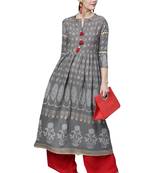 Grey embroidered cotton palazzo kurta