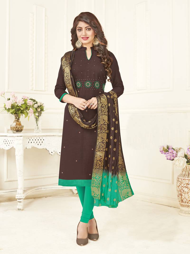 Brown banarasi cotton salwar