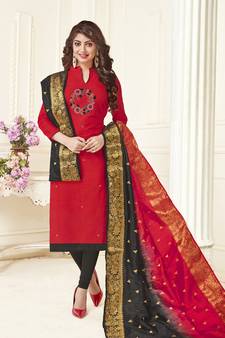 Red Banarasi Cotton Salwar