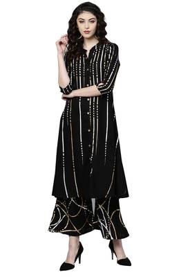 Black printed viscose palazzo kurta 1