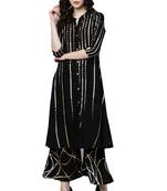 Black printed viscose palazzo kurta