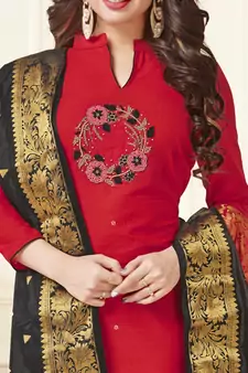 Red Banarasi Cotton Salwar