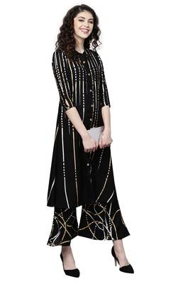 Black printed viscose palazzo kurta 2