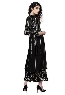 Black printed viscose palazzo kurta 3