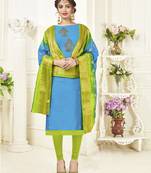 Sky-blue banarasi cotton salwar
