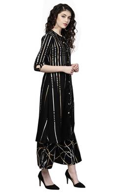 Black printed viscose palazzo kurta 5